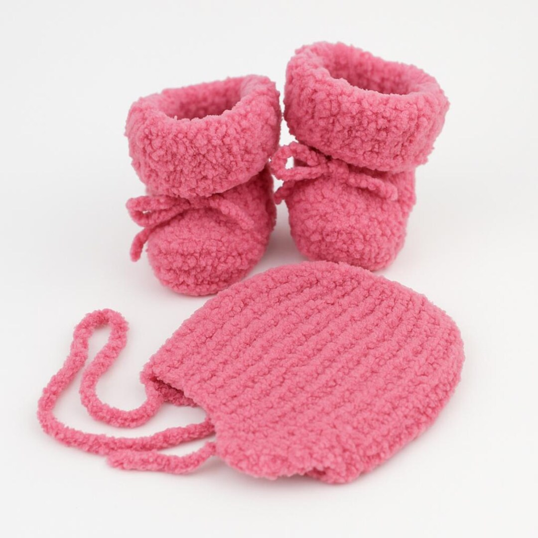 Handmade Pink Baby Hat and Booties Set – Soft Crochet Newborn Gift ...