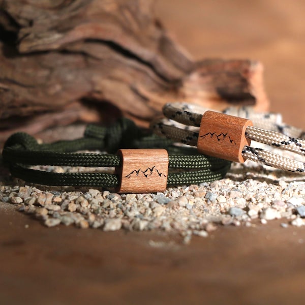 Engraved Wood Mountains Bracelet,Personalized Christian Gift,Climbing bracelet,Gift for outdoor men,Encouragement gift,climbing bracelet