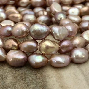 WHOLESALE High Luster 8 - 10 mm A Grade Genuine Freshwater Pearl Baroque White - Mauve Lt. Purple or Peacock Ship From USA (G3443R5,750,10)