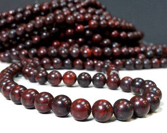 Natural Bloodstone 6 , 8 or 10 mm Smooth Round Beads - Healing Stone Full Strand 1.1 mm hole Healing Stones Ship from USA (G4420)