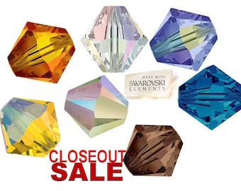 SALE 24 pcs. of 6 mm Regular or AB2X Genuine SWAROVSKI Crystal Faceted Bicone Xilion Beads Ship from USA Colors of your Choice