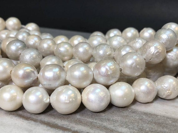 Natural 13-15MM White SOUTH SEA Coin Pearl Necklace 17/"