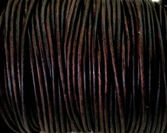 AAA Quality Antique Dark Brown - 1 mm , 1.5 mm or 2 mm Genuine Round Leather Cord - Soft and Flexible Easy to Knot 10 Meters (32.80 ft.)
