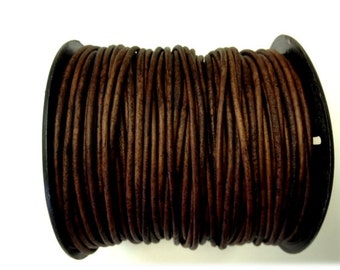 AAA Quality Natural Red Brown - 1.0 mm , 1.5 mm or 2 mm Genuine Round Leather Cord - Soft and Flexible Easy to Knot 10 Meters (32.80 ft.)