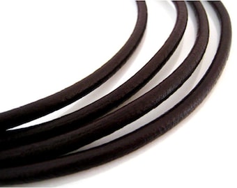 AAA Quality Natural Antique Black - 1 mm , 1.5 mm or 2 mm Genuine Round Leather Cord - Soft and Flexible Easy to Knot 10 Meters (32.80 ft.)