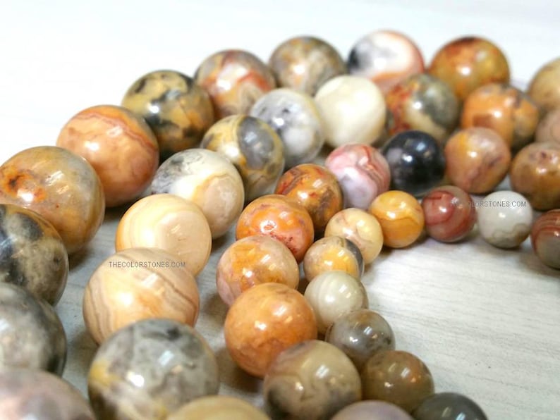 6 mm Gemstone beads 20 Pretty Round Crazy Lace Agate Red