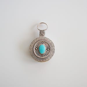 Vintage Carol Felley Southwestern Sterling Silver and Turquoise Reversible Pendant