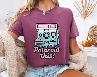 Vintage Polaroid Graphic T-Shirt, Retro Camera Tee, Garment-Dyed Cotton