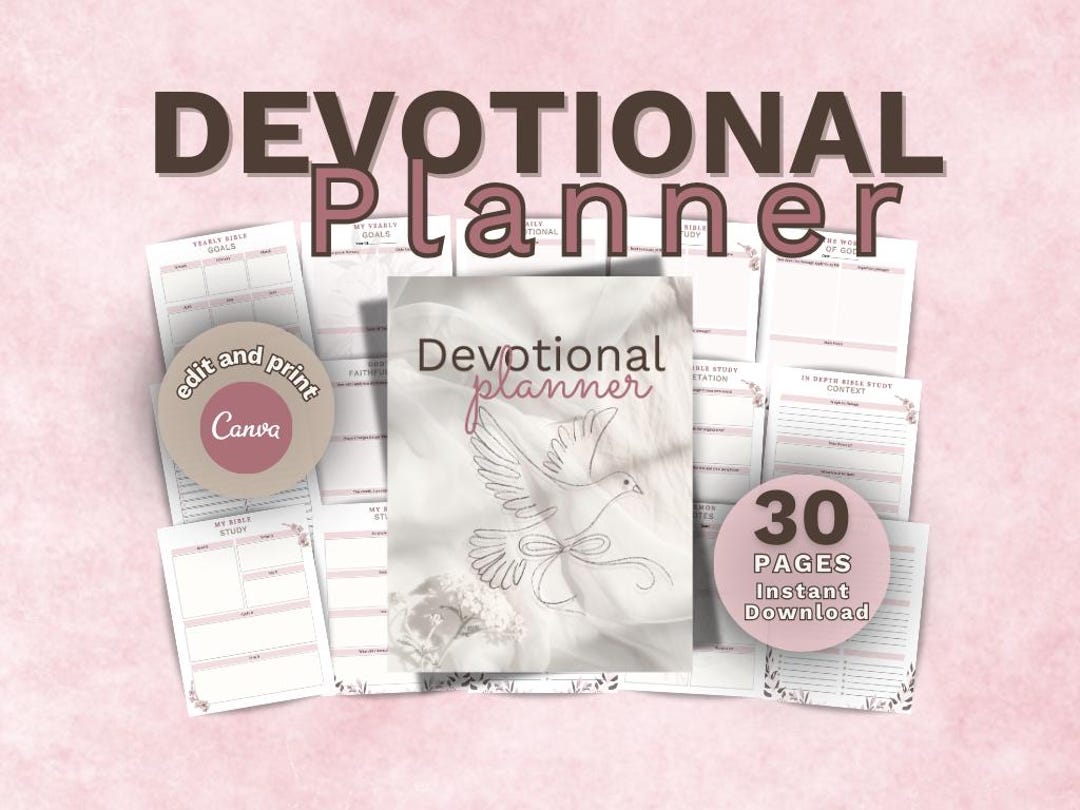 Printable Devotional Planner, Bible Study Journal for Women, Edit in ...