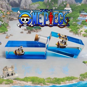 Thousand Sunny Ship in a Bottle - Going Merry Ship in a Bottle - One Piece Anime - Unsinkable Pirate Ship Desk Toy - Straw Hat Pirates Gift