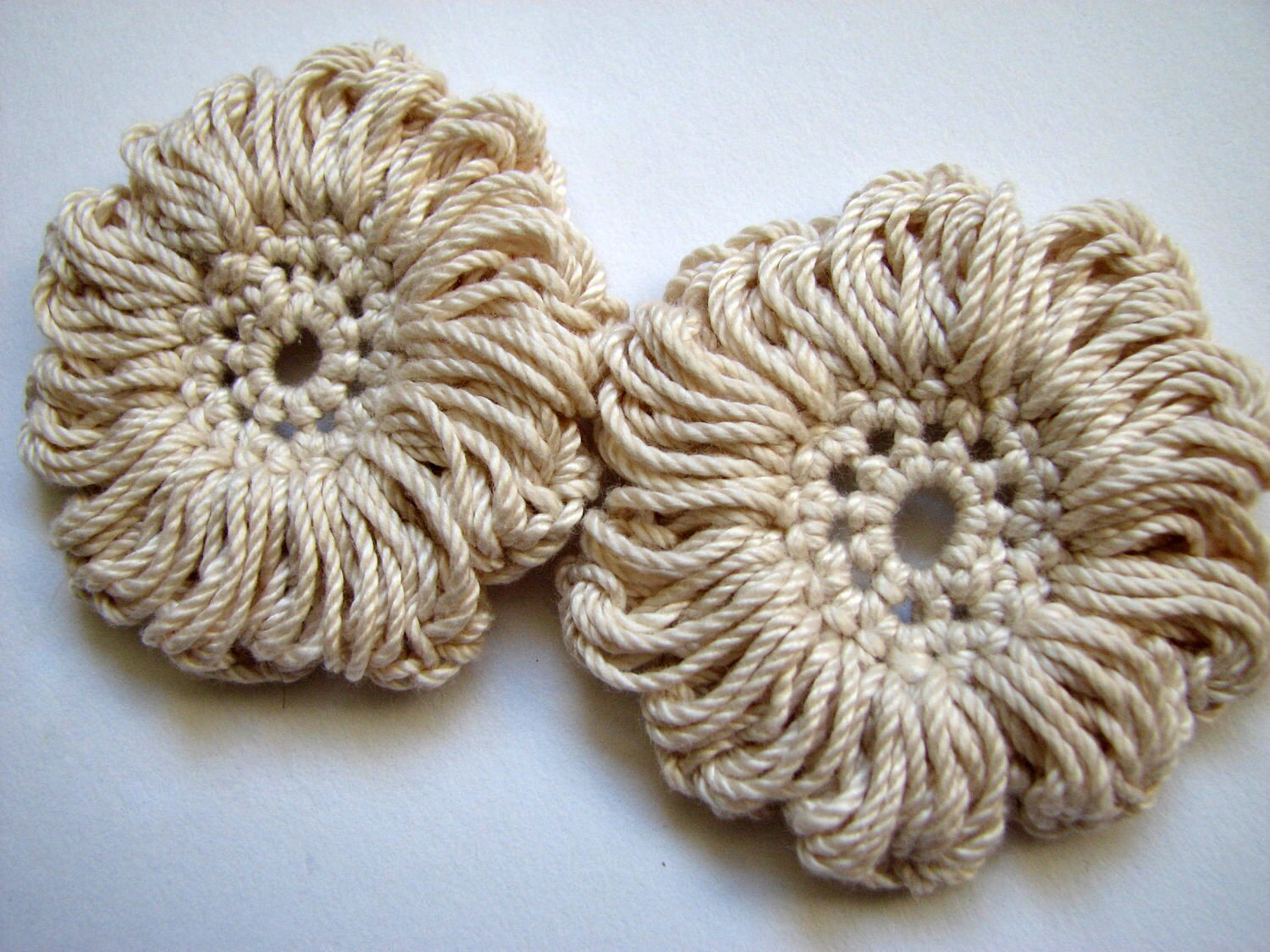 Crochet Thread Flowers 8 Neutral Colored Flower Appliques Etsy