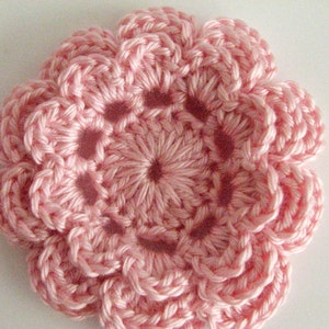 Crochet Flowers Large, Layered Pastel Pink Crochet Flowers 3 or 6 image 2