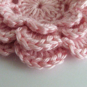 Crochet Flowers Large, Layered Pastel Pink Crochet Flowers 3 or 6 image 3