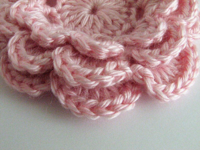 Crochet Flowers Large, Layered Pastel Pink Crochet Flowers 3 or 6 image 3