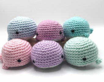 Small Crochet Whale Amigurumi - Key Ring Optional - 6 Pastel Colors