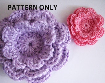 Crochet Flower Pattern - Three Layer Flower with 8 Petals - Instant Download