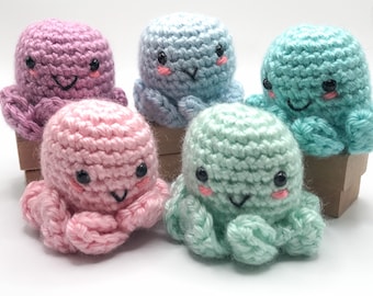 Small Crochet Octopus Amigurumi - Option Key Ring - 5 Pastel Colors