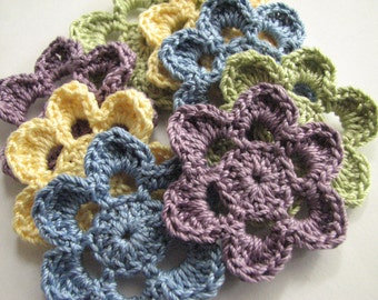 Crochet Flowers - 8 Pretty 6 Petal Flowers