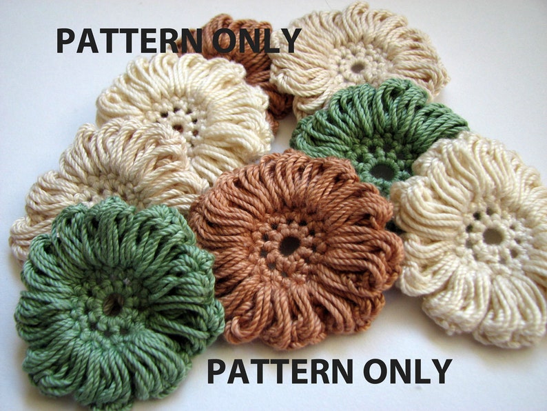 Crochet Flower Pattern Puffy Petals with a Center Instant