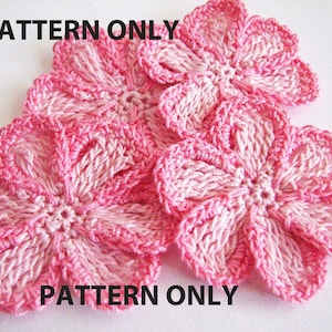 Crochet Flower Pattern 6 Petal Trimmed, Flat Pattern Instant Download image 1