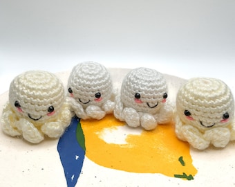 Small White & Cream Crochet Octopus Amigurumi