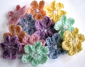 Crochet Flowers - Pretty Pastels - 12 Total