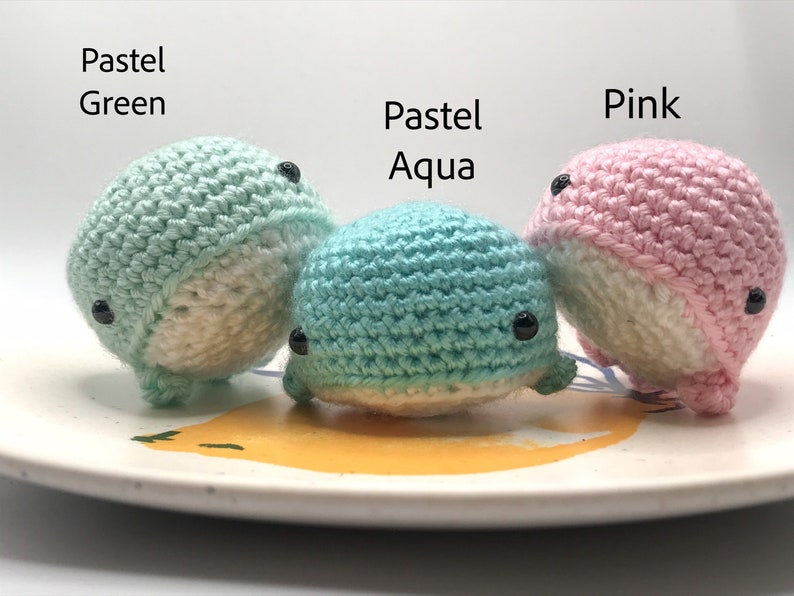 Small Crochet Whale Amigurumi Key Ring Optional 6 Pastel Colors image 7