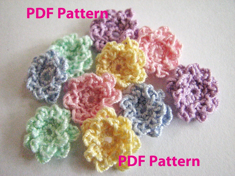 Crochet Flower Pattern Tiny Ruffle Flower Instant Download image 1