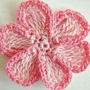 Crochet Flower Pattern 6 Petal Trimmed, Flat Pattern Instant Download image 5