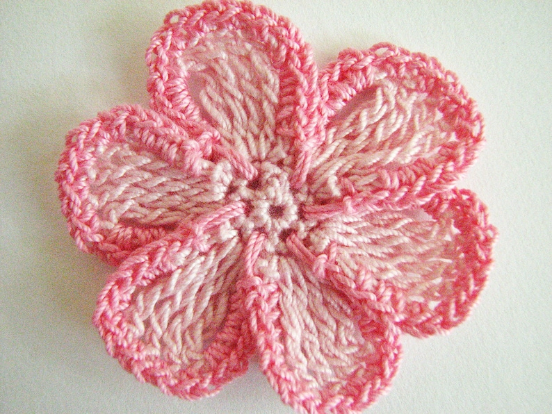 Crochet Flower Pattern 6 Petal Trimmed, Flat Pattern Instant Download image 5