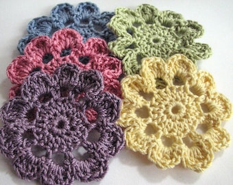 Crochet Flowers - Bright Spring Colors - 5 Total