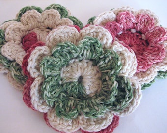 Large Christmas Crochet Flowers - 3 Layered Flowers Perfect for Christmas