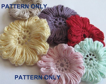 Crochet Flower Pattern - Puffy Petals with a Center - Instant Download