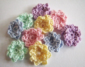 Tiny Crochet Flowers - Pastel Shades in a Cute Ruffle Style - 10