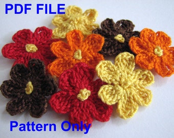 Crochet Flower Pattern - Small, Six Petal Flower - Instant Download