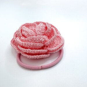 Crochet Flower Hair Tie - Pink Rose Design - Etsy