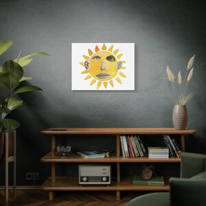 Celestial Sun Face Canvas Wall Art - Colorful Boho Decor - Modern Art Print for Home - Gift for Art Lovers