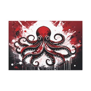 Octopus Canvas Art Print, Bold Nautical Decor, Marine Art, Ocean Wall Art, Beach House Decoration, Gifts for Sea Lovers