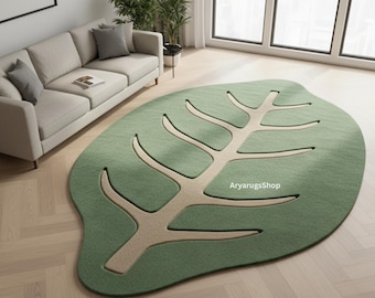 Von der Natur inspirierter Teppich - Handgetufteter Wollteppich für Wohnzimmer