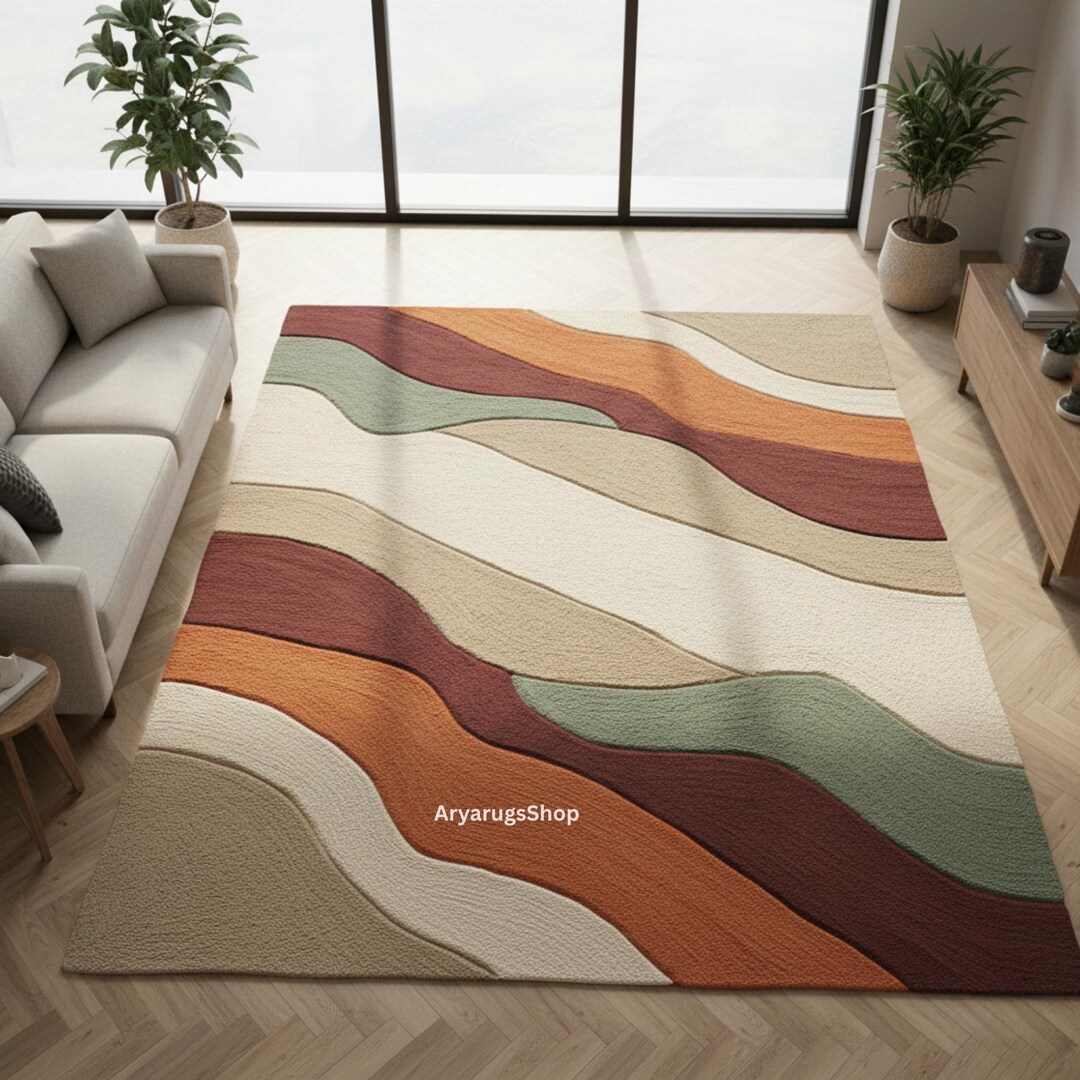 Hand Tufted Organic Pattern Rug for Bedroom, Lounge & Minimal Home - Etsy