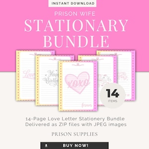 Prison Wife Stationary Bundle - 14 Pages - Love - Valentines - Birthday - Anniversary - Wedding