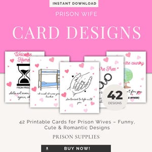 Prison Wife Card Designs - 42 Designs - Niedlich - Lustig - Romantisch - Süße Karten - Valentinstag - Geburtstag - Knast