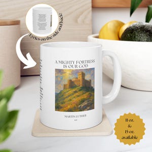 A Mighty Fortress is Our God Hymn Mug, Faith Gift Coffee Lover, Worship Song Gift, Christian Drinkware, Martin Luther Reformation Gift