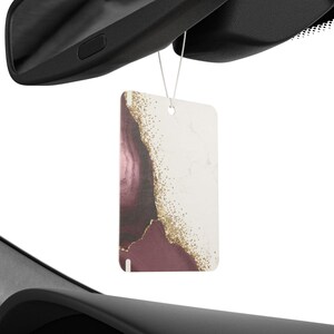 Burgundy Gold Marble Car Air Freshener | Abstract Agate Design New Car Pine Black Ice image 4