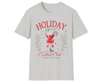 Holiday Spirit Cocktail Club Christmas Adult Unisex Softstyle T-Shirt