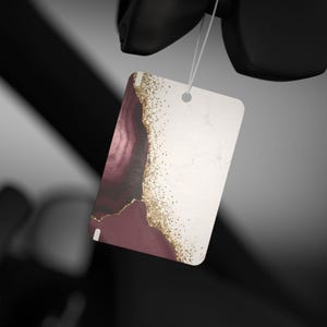 Burgundy Gold Marble Car Air Freshener | Abstract Agate Design New Car Pine Black Ice image 6