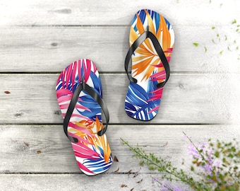 Tropical Flip Flops: Colorful Polyester Suede Summer Sandals