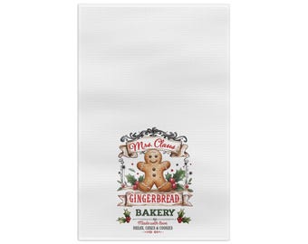 Gingerbread Bakery Tea Towel - Festive Christmas Kitchen Decor