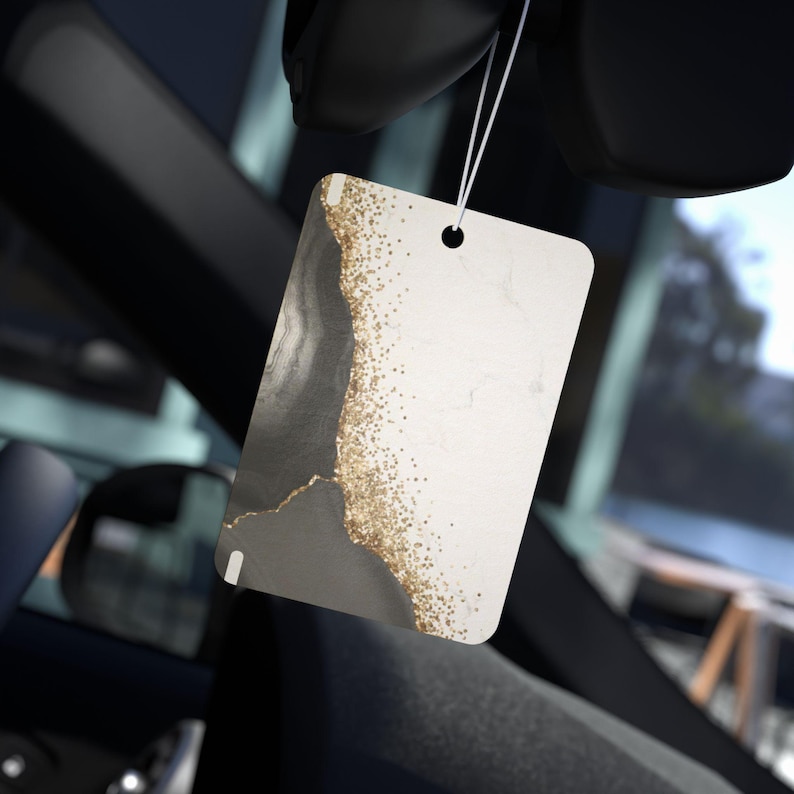 Gold Glitter Marble Car-luchtverfrisser: grenen, nieuwe auto, zwart ijs afbeelding 1
