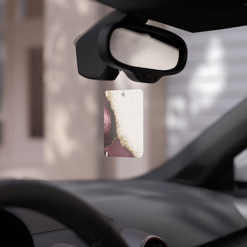 Burgundy Gold Marble Car Air Freshener | Abstract Agate Design New Car Pine Black Ice image 5